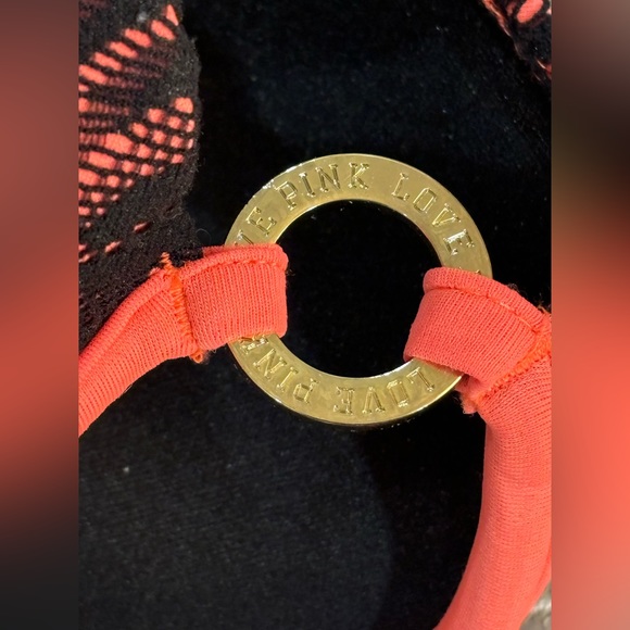 Pink bikini top orange with black lace - Picture 2 of 4